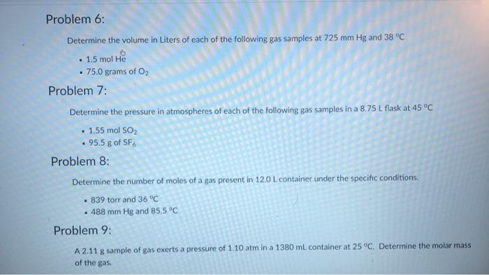 Solved Problem 6: Determine The Volume In Liters Of Each Of | Chegg.com