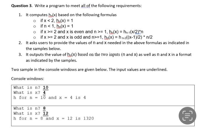 Solved Question 3. Write a program to meet all of the | Chegg.com