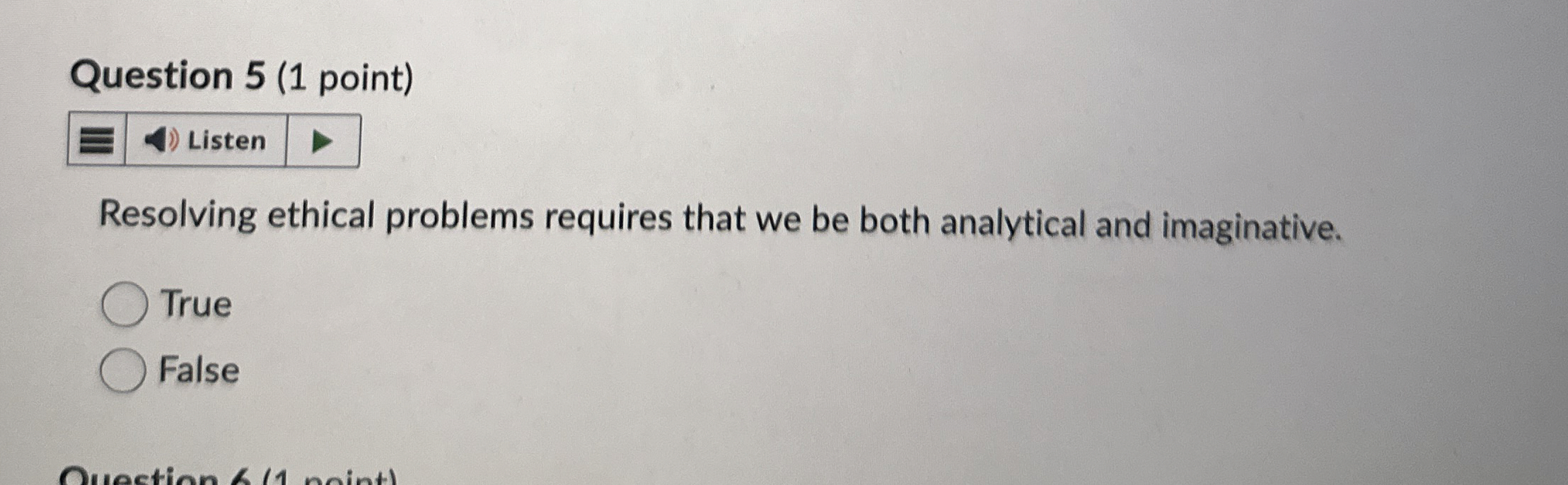 Solved Question 5 (1 ﻿point)Resolving ethical problems | Chegg.com