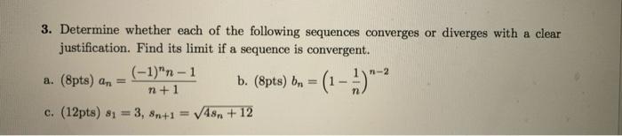 Solved 3. Determine whether each of the following sequences | Chegg.com