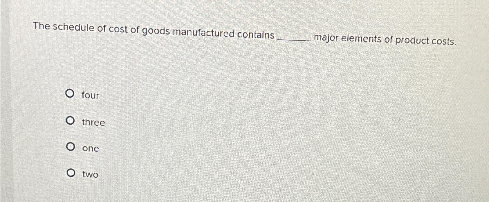 Solved The schedule of cost of goods manufactured contains