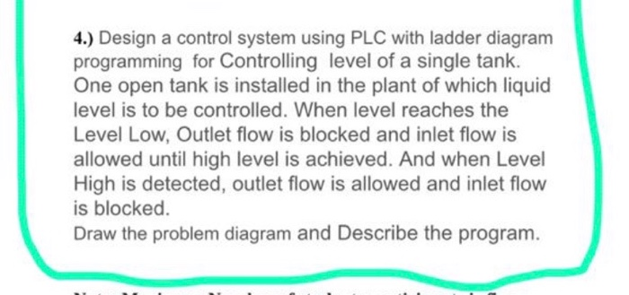 4.) Design a control system using PLC with ladder | Chegg.com