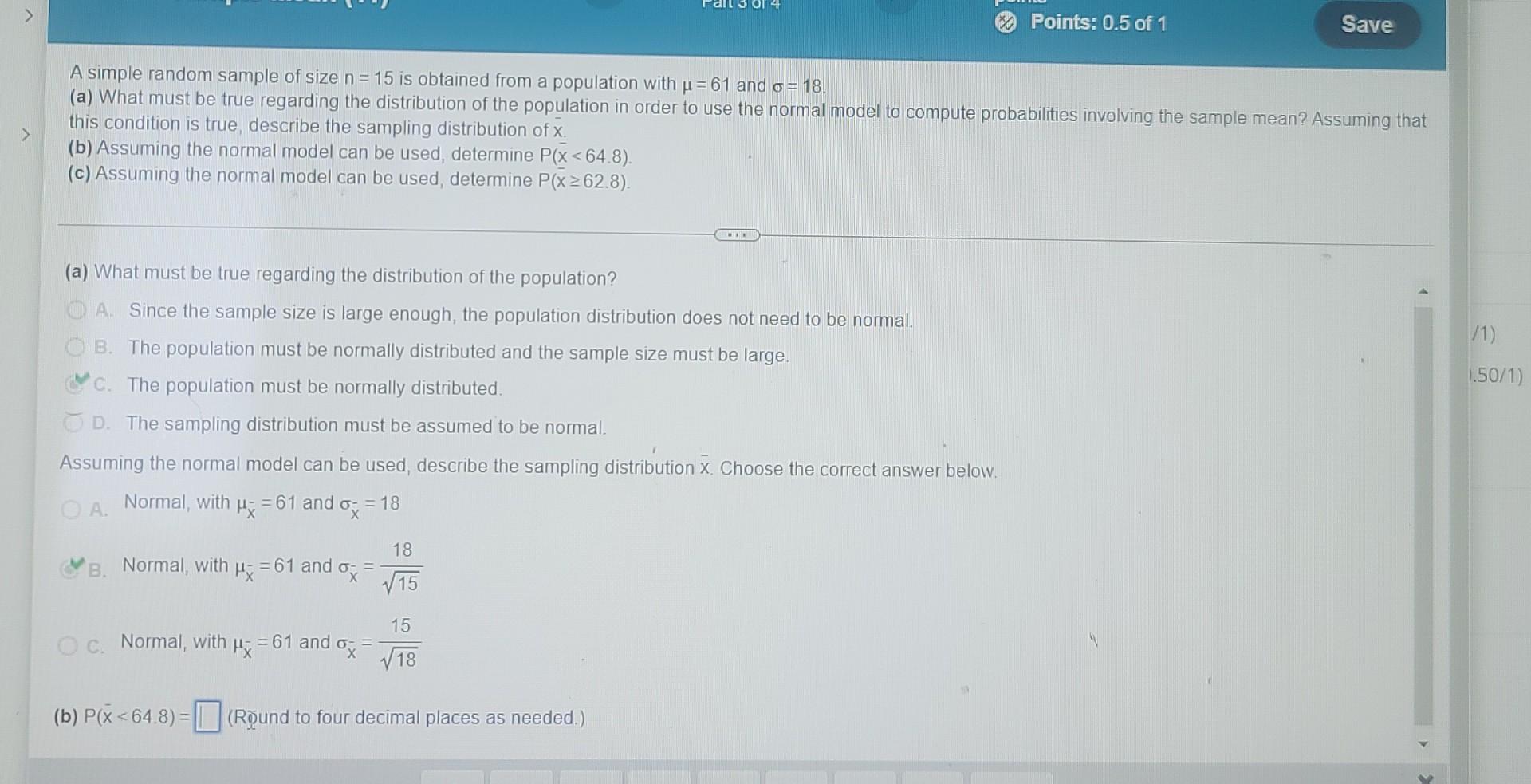 Solved > Points: 0.5 of 1 Save A simple random sample of | Chegg.com