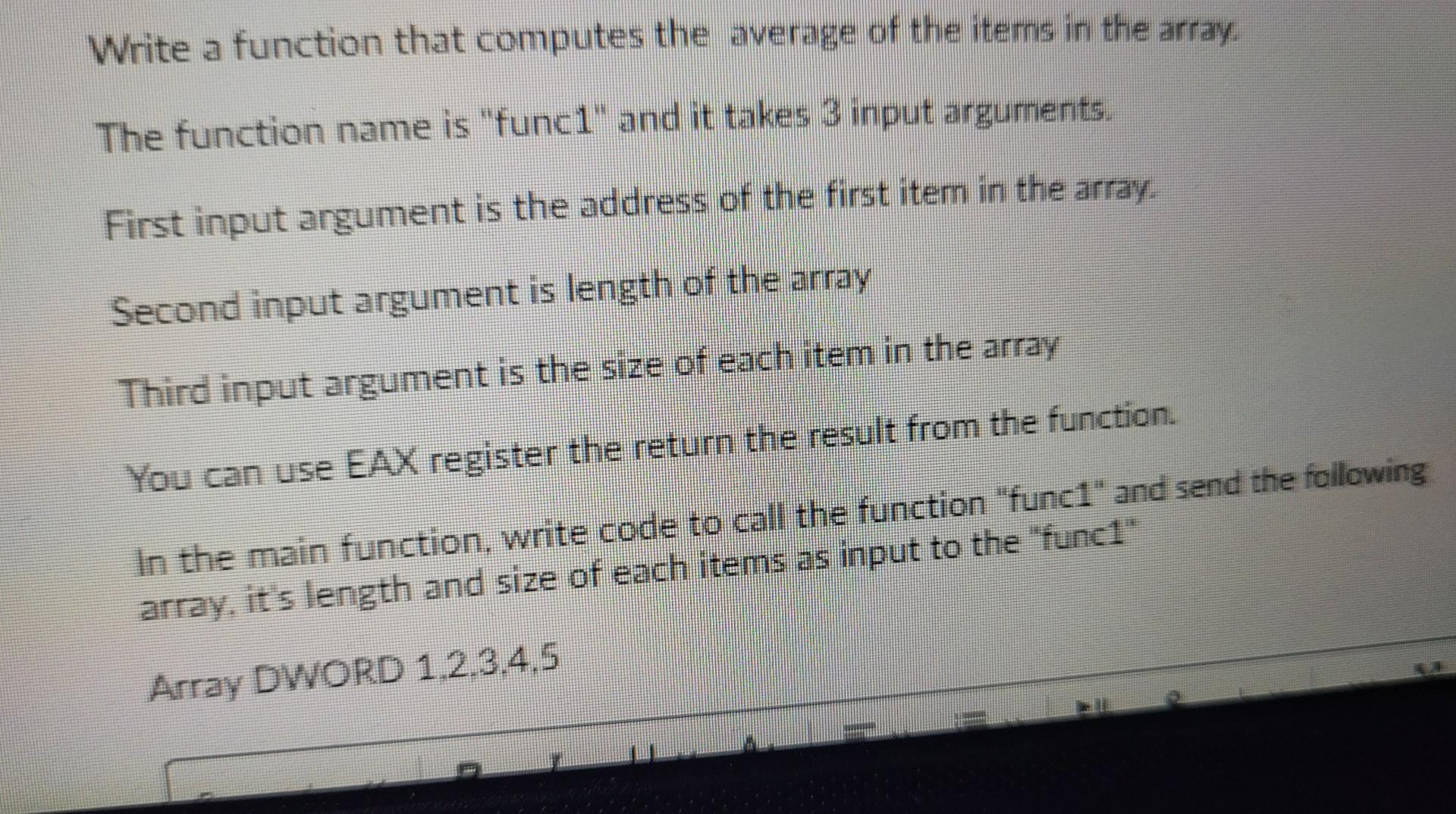 Solved Write a function that computes the average of the | Chegg.com