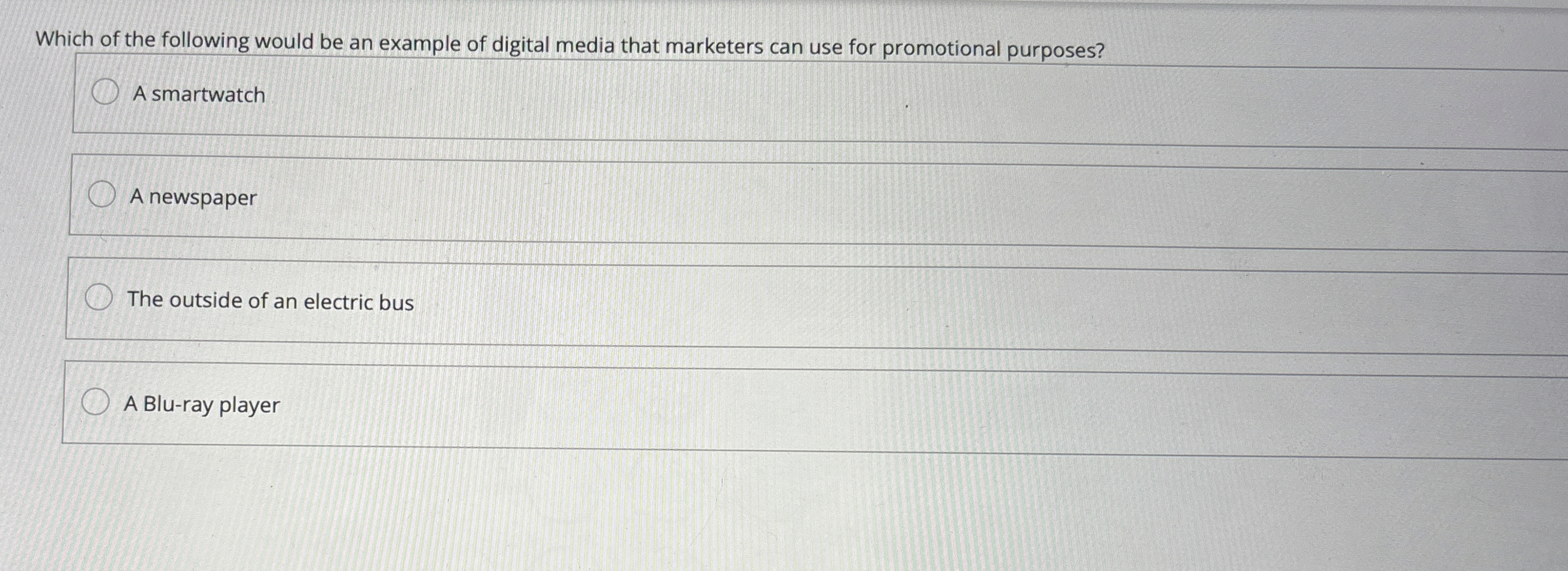 Solved Which of the following would be an example of digital | Chegg.com