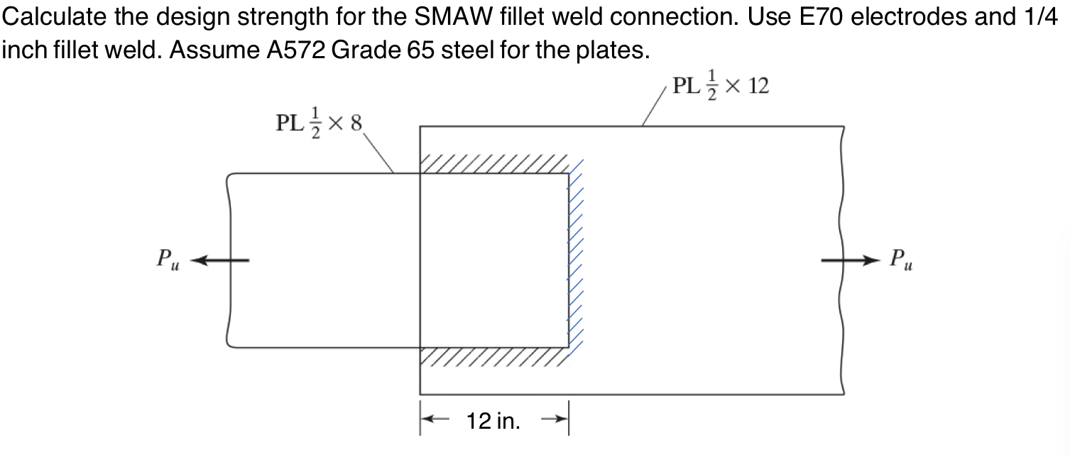 Solved Calculate the design strength for the SMAW fillet | Chegg.com