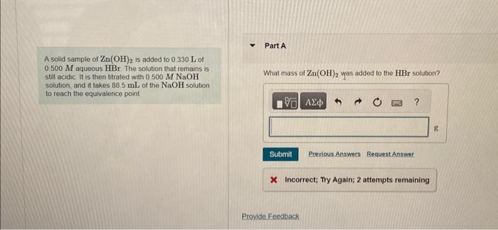 Solved A solid sample of Zn(OH)2 is added to 0.330 L of | Chegg.com