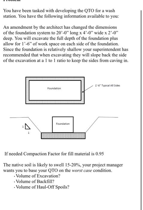Solved You have been tasked with developing the QTO for a | Chegg.com