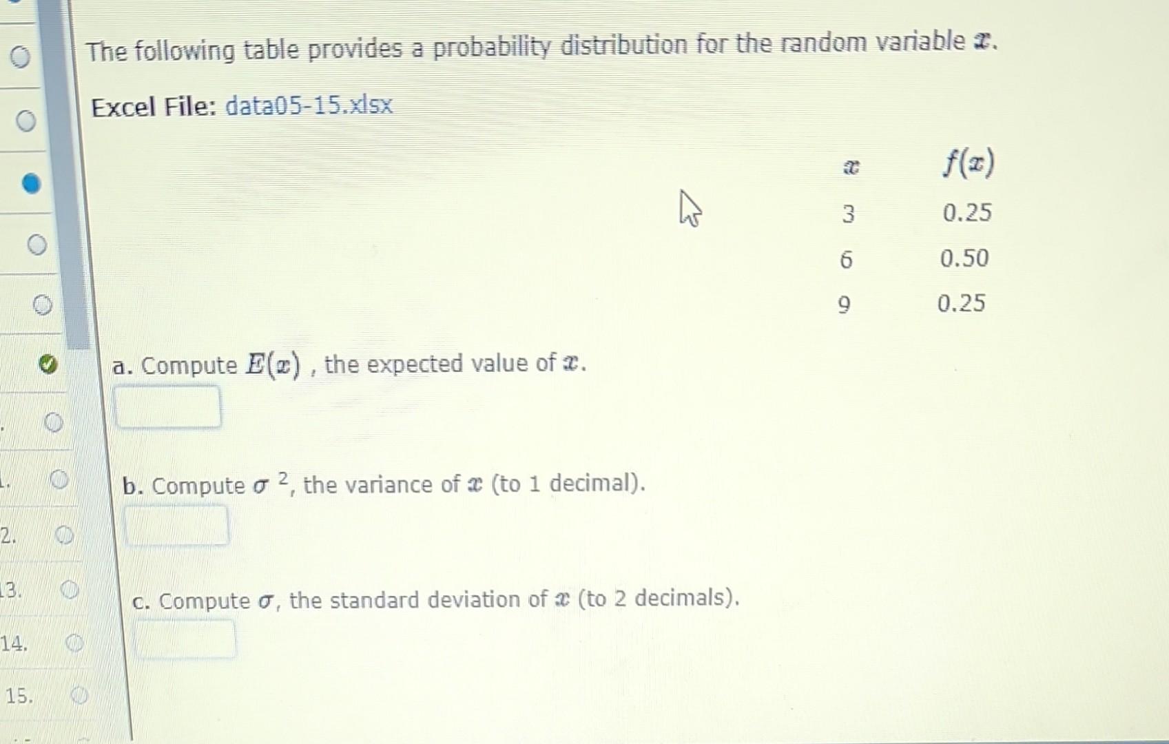 Solved The following table provides a probability