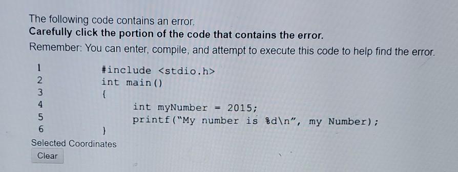 Solved The Following Code Contains An Error. Carefully Click | Chegg.com