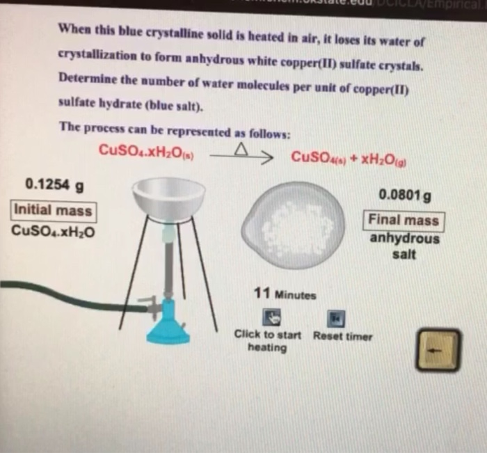 Solved rica When blue crystalline solid is in | Chegg.com