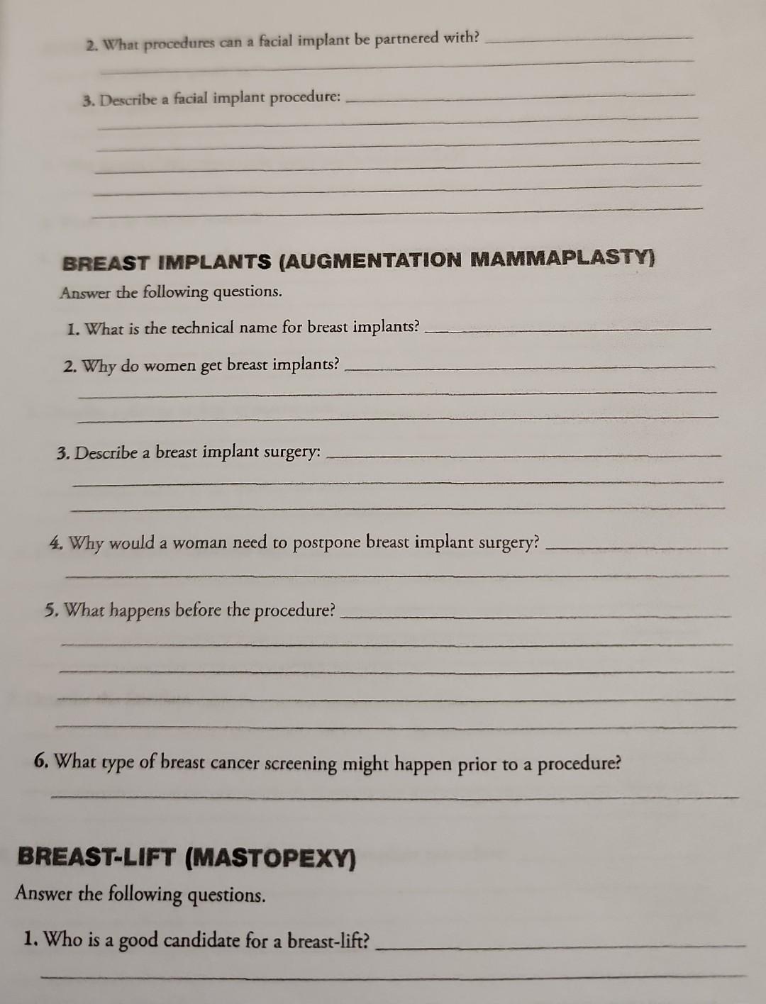 Solved 2 What Procedures Can A Facial Implant Be Partnered Chegg Solved 2 What Procedures Can A Facial Implant Be Partnered Chegg