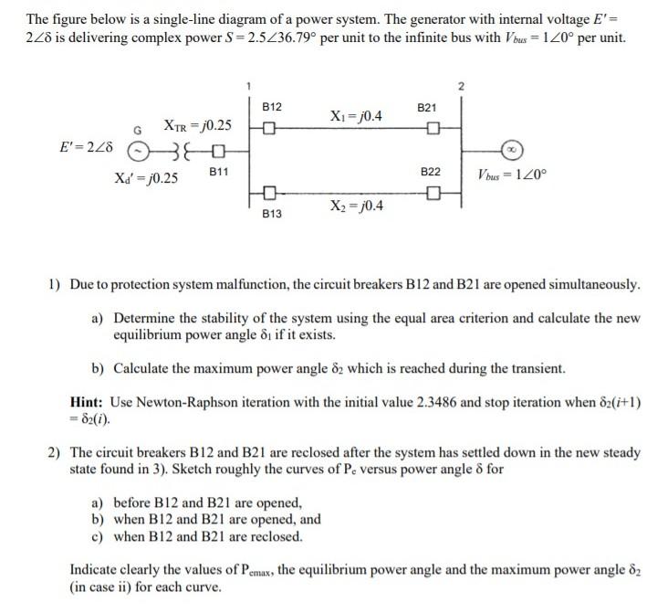 Solved The Figure Below Is A Single-line Diagram Of A Power | Chegg.com