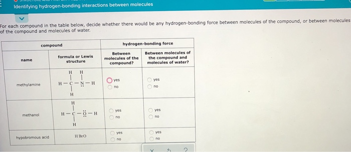 Solved Identifying Hydrogen-bonding Interactions Between | Chegg.com