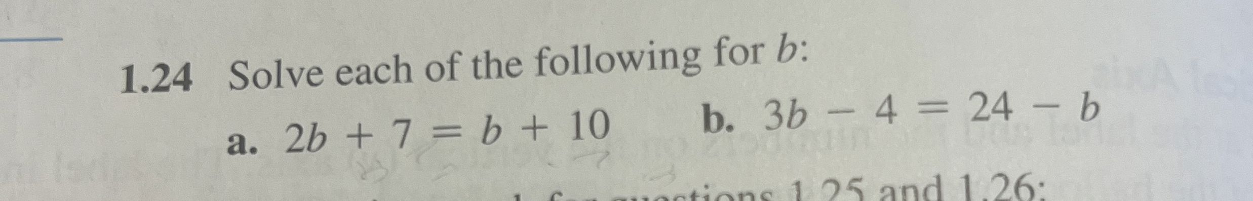 Solved 1.24 ﻿Solve each of the following for b | Chegg.com