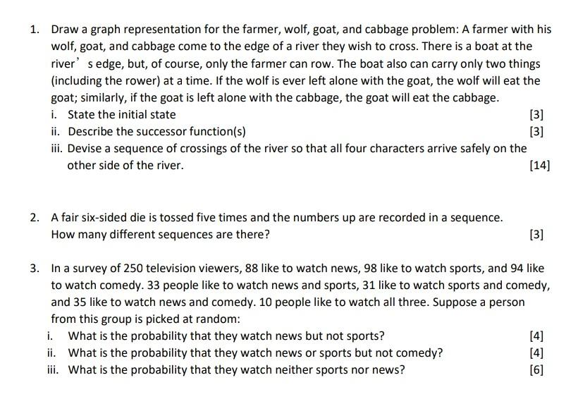 Solved 1. Draw a graph representation for the farmer, wolf, | Chegg.com