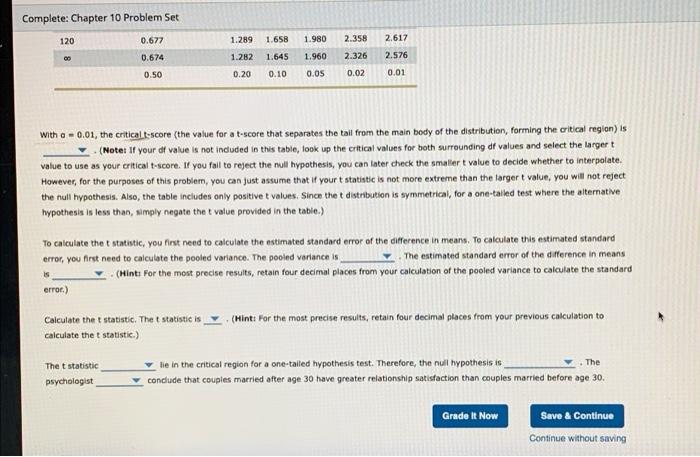 Solved Complete: Chapter 10 Problem Set 4. The t test for | Chegg.com