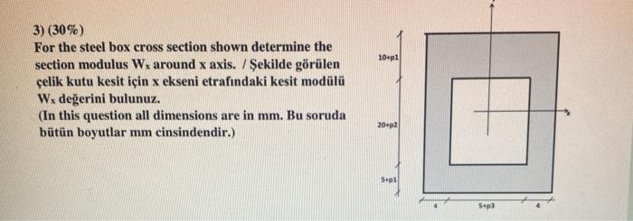 Solved 1011 3) (30%) For the steel box cross section shown | Chegg.com