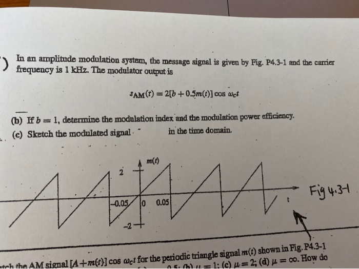 Solved In An Amplitude Modulation System The Message Signal 2746