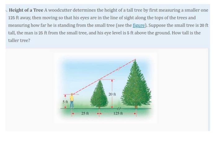 Solved . Height of a Tree A woodcutter determines the height | Chegg.com