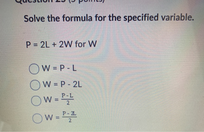 P 2l 2w Solve For W Learn Lif Co Id