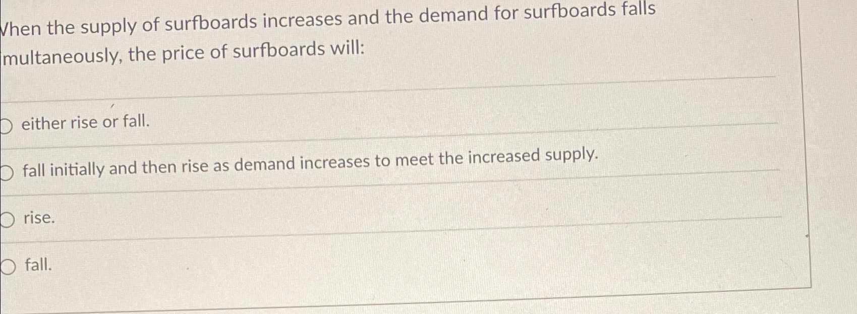Solved When the supply of surfboards increases and the