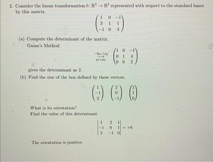 Solved Consider the linear transformation t:R3→R3 | Chegg.com