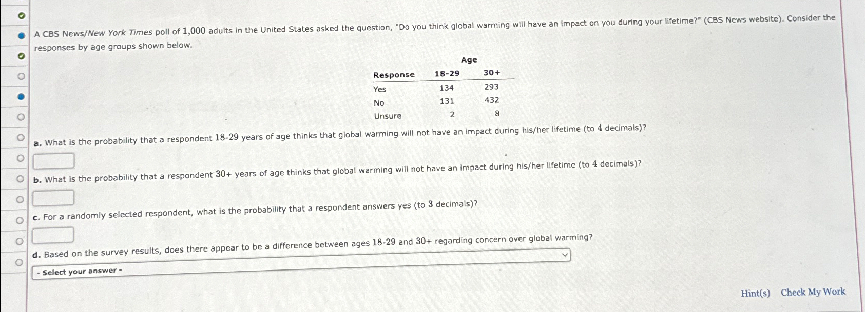 Solved responses by age groups shown | Chegg.com