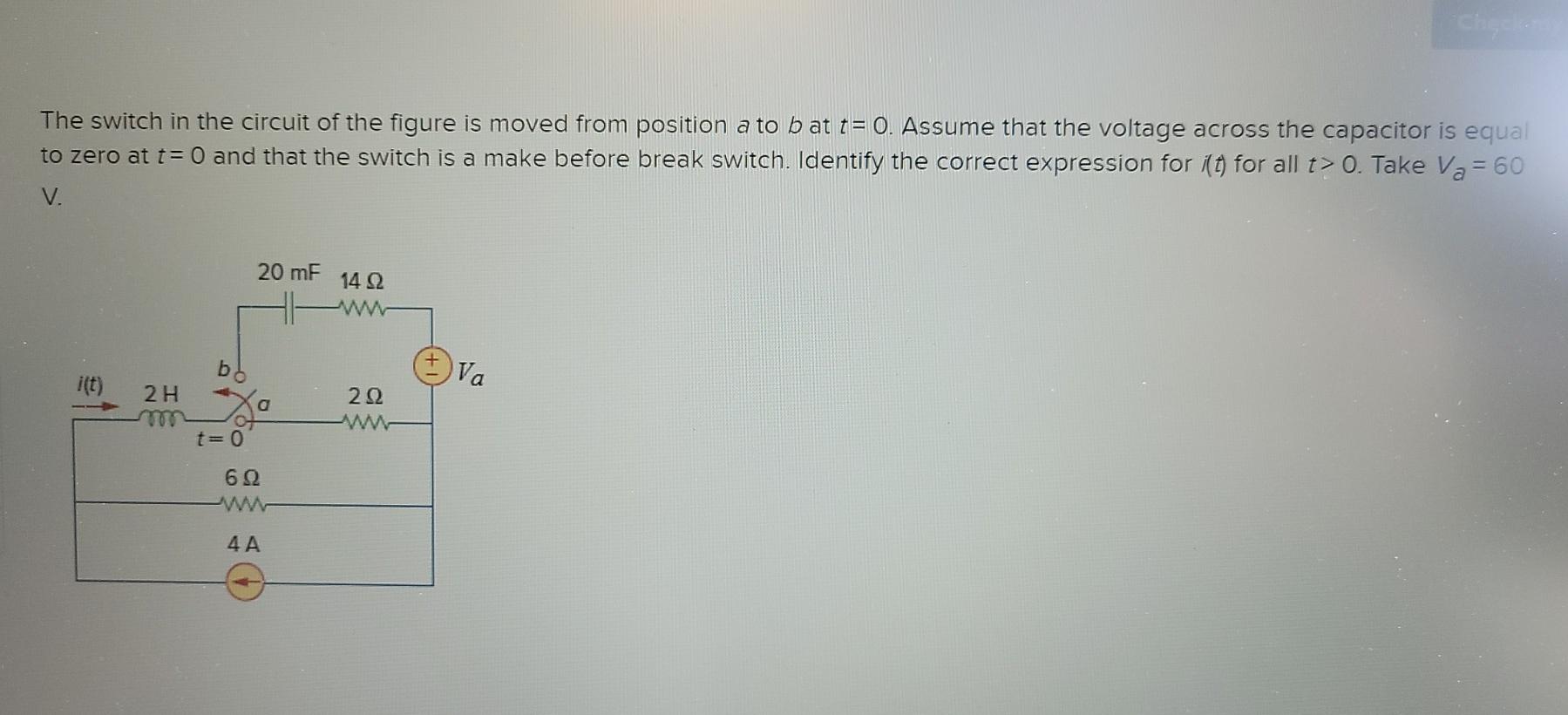 Solved The switch in the circuit of the figure is moved from | Chegg.com