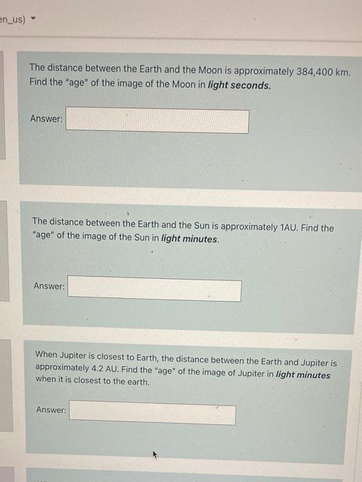 Solved en_us) The distance between the Earth and the Moon is | Chegg.com