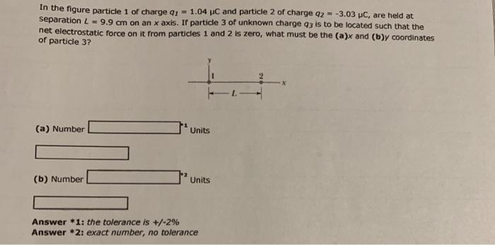 Solved In the figure partide 1 of charge 1 - 1.04 C and | Chegg.com