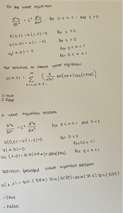 For the wave equation problem shown below. | Chegg.com