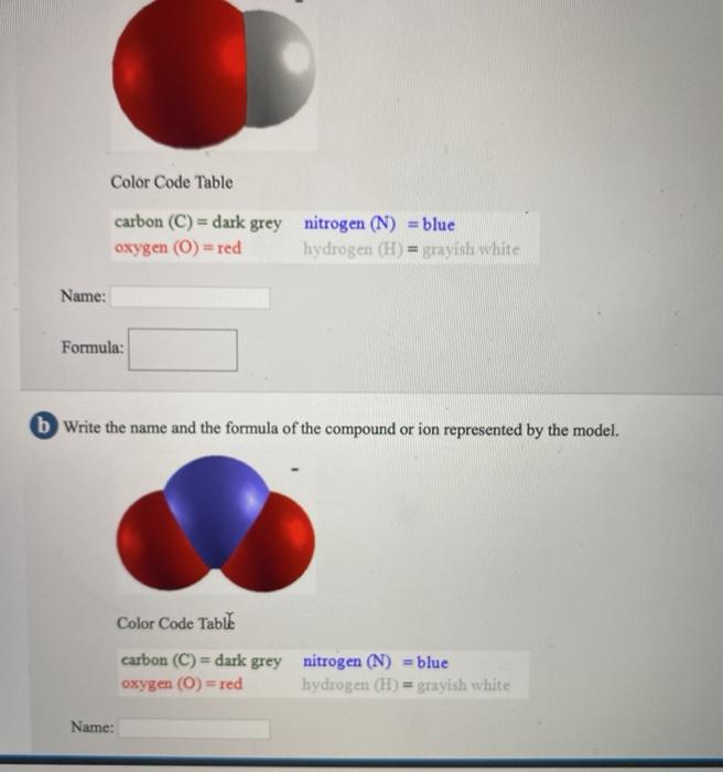 Solved Color Code Table carbon (C) = dark grey nitrogen (N) | Chegg.com
