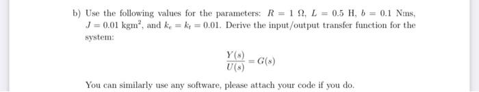 Solved Figure 2: DC motor problem. a) Derive the state space | Chegg.com