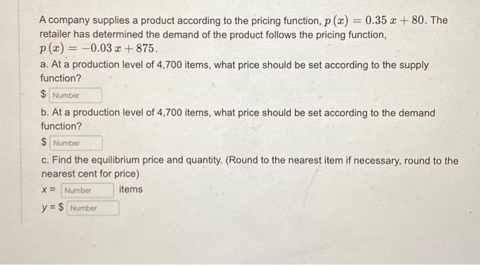 Solved A company supplies a product according to the pricing | Chegg.com