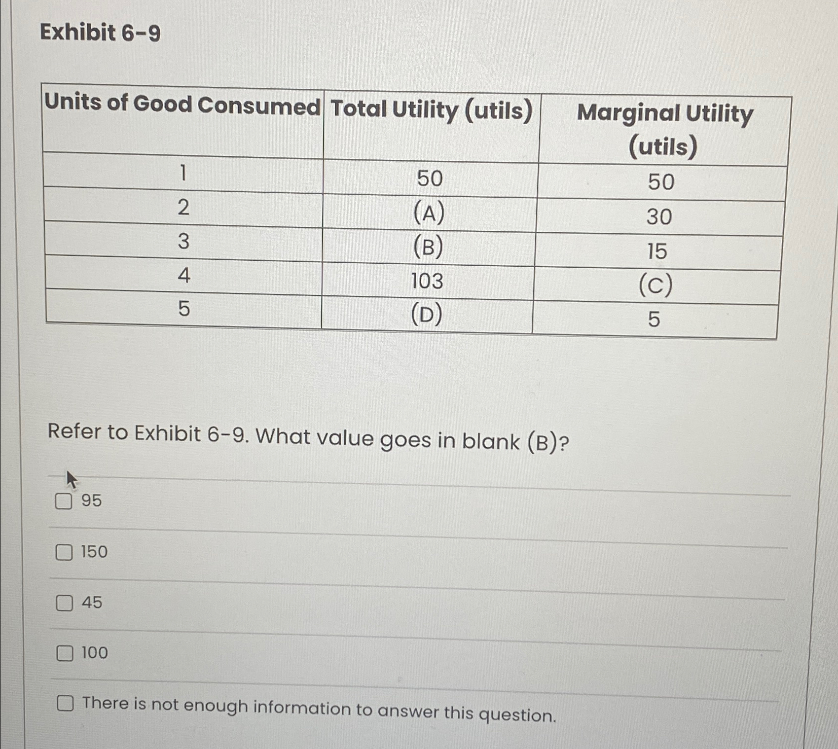 Solved Exhibit 6-9\table[[Units Of Good Consumed,Total | Chegg.com