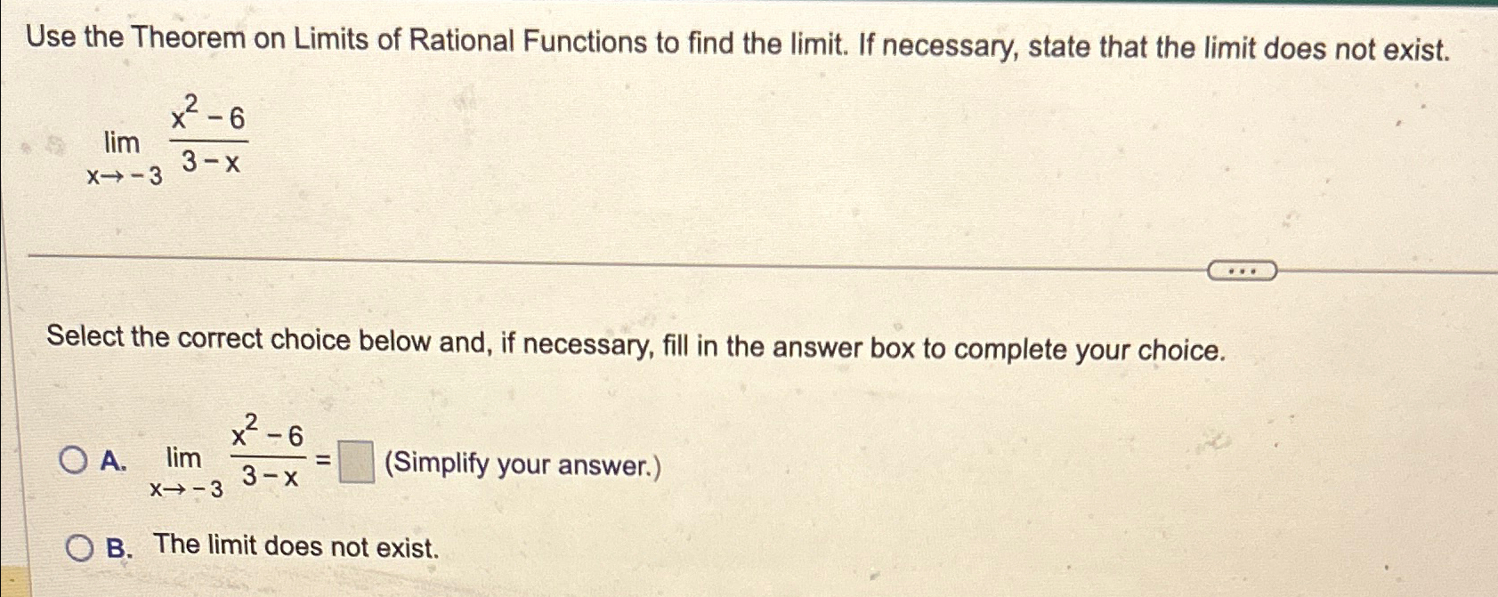 Solved Use the Theorem on Limits of Rational Functions to | Chegg.com