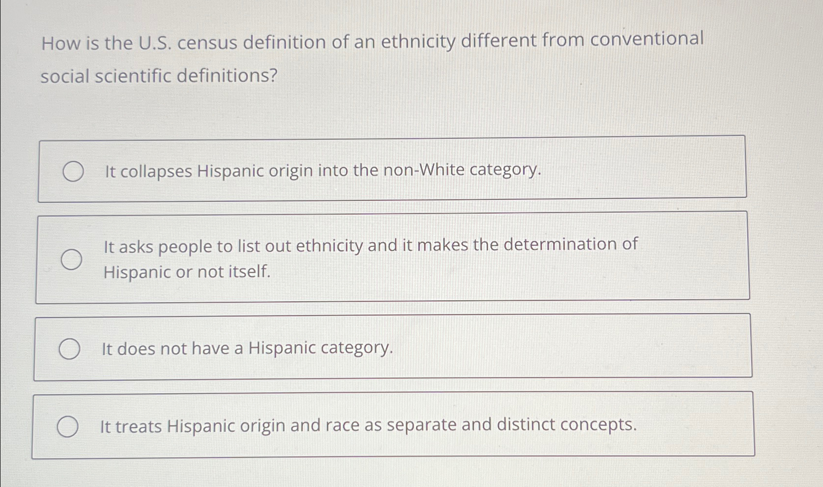 How is the U.S. ﻿census definition of an ethnicity | Chegg.com