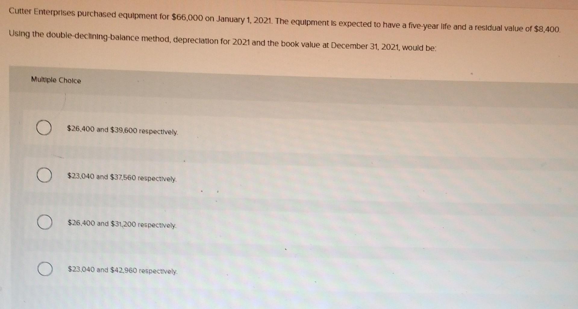 Solved Cutter Enterprises purchased equipment for 66,000 on