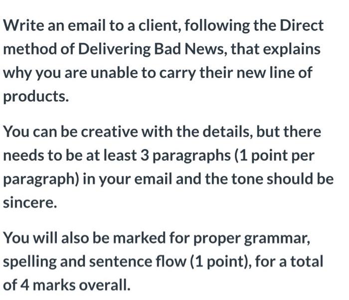 Solved Write an email to a client, following the Direct | Chegg.com