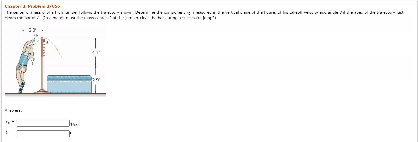 Solved The center of mass G of a high jumper follows the | Chegg.com