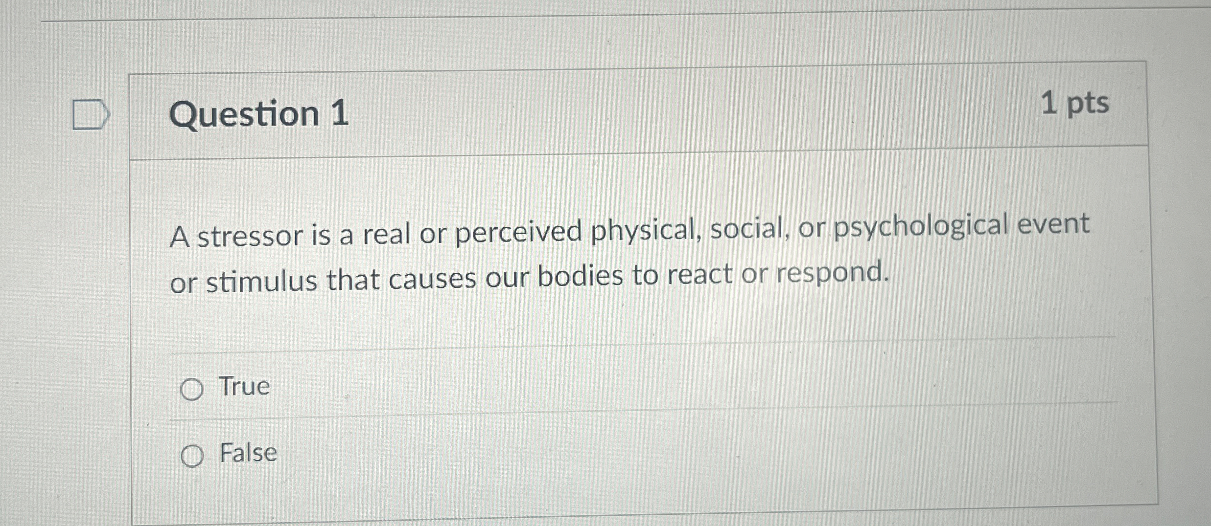 Solved Question 11 ﻿ptsA stressor is a real or perceived | Chegg.com