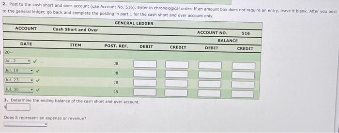 Solved Cash Short and Over Entries Listed below are the | Chegg.com