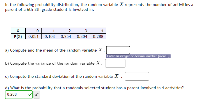 Solved Use the probability distribution table to find the | Chegg.com