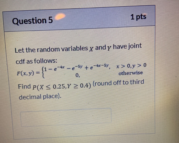 Solved Question 5 1 pts Let the random variables y and y | Chegg.com