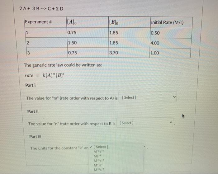 Solved Consider a generic reaction with the following | Chegg.com