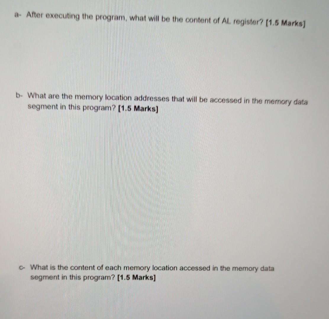 Solved Question 1: Write an assembly language program to do | Chegg.com