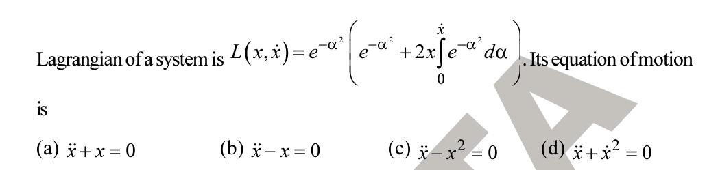 Lagrangian of a system is | Chegg.com