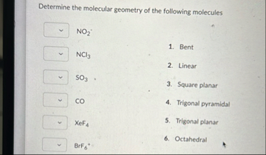 Solved Determine the molecular geometry of the following | Chegg.com
