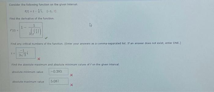 Solved Consider the following function on the given | Chegg.com